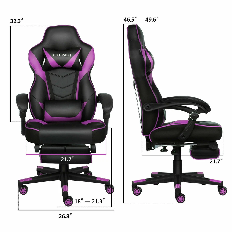 ELECWISH Gaming Chair Ergonomic Office Chair Swivel Computer Seat with Footrest - Image 4 of 4