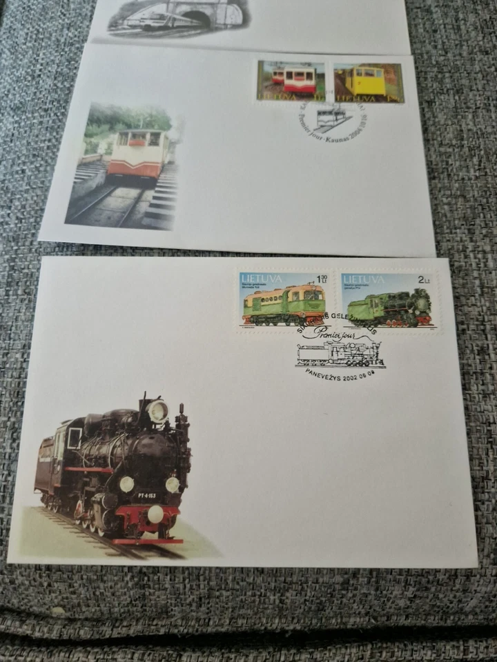 Lituania 2002 2004 2005 Primer Día Cubierta FDC Tranvía Trenes Gelezinkelio Paquete Foto 3 de 4