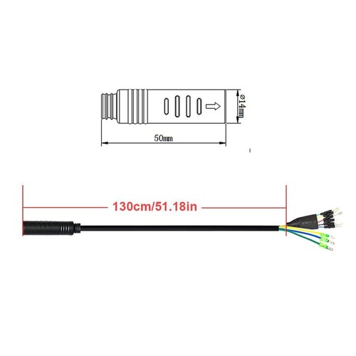 EMagTech Connecteur Câble Vélo Électrique 9 Broches Mâle 55cm 12-72V - Parfait Pour Moteurs Moyeu Sans Balais