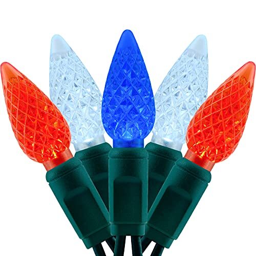 YULETIME Red White Blue OnePiece C6 LED Christmas Lights, Red, White & Blue eBay