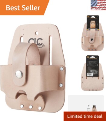Elegant Tan Leather Tape Holder with Safety Snap - Ideal for 16-30 in. Tools