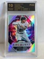 2021 PANINI PRIZM SILVER FIREWORKS HOLO YANKEES  AARON JUDGE GRADED FCG 10