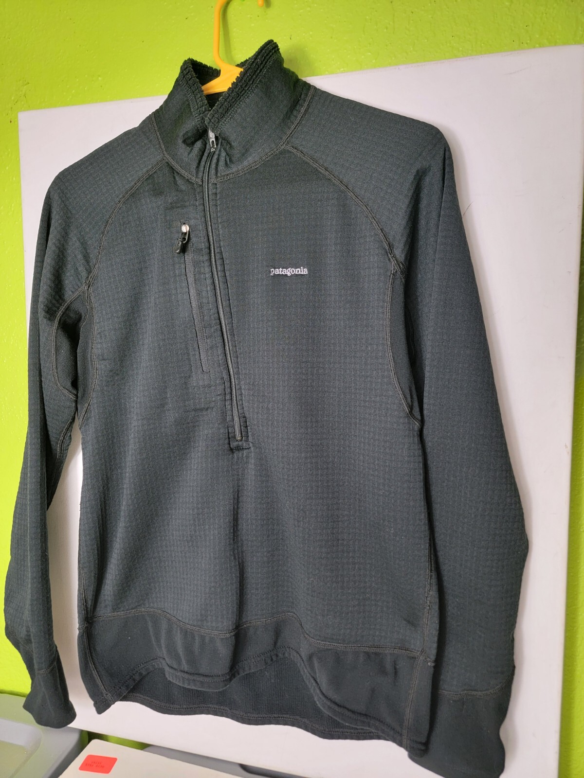 Pullover polar Patagonia R1 Air Crew cuello redondo negro talla mediana para hombre hecho en EE. UU.