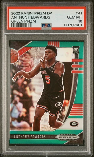 2020-21 Prizm Draft Picks Anthony Edwards Green Prizm RC 41 PSA 10