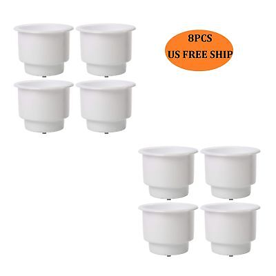 8PCS White Plastic Cup Drink Holders For Marine Boat RV Facilitate