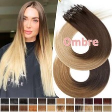 US 1g Micro Ring Loop Tip Remy Human Hair Extensions Micro Bead Link Hair OMBRE