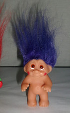 1985 DAM Troll Blueish Hair Amber Eyes 3"