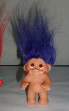 1985 DAM Troll Blueish Hair Amber Eyes 3"