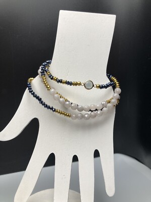 BB Lila Babe Connector Cloud 9 Bead Wrap Bracelet/ Necklace Navy