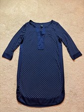 Ann Taylor Petite Navy Blue Polka Dot Thin Relaxed Tunic T Shirt Shift Dress PS