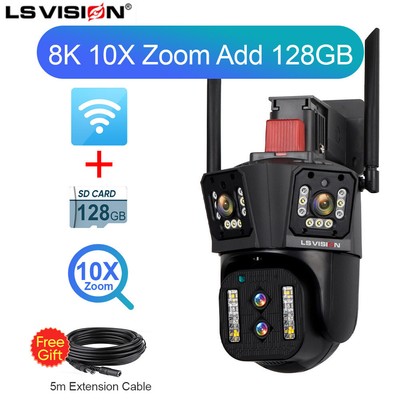 WIFI IP Camera 8K Outdoor PTZ Camera 10X Zoom 16MP AI Tracking Security IR Cam