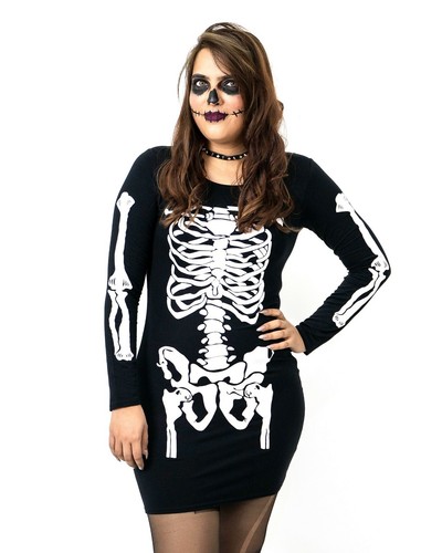 Womens Halloween Skeleton Tunic Dress 