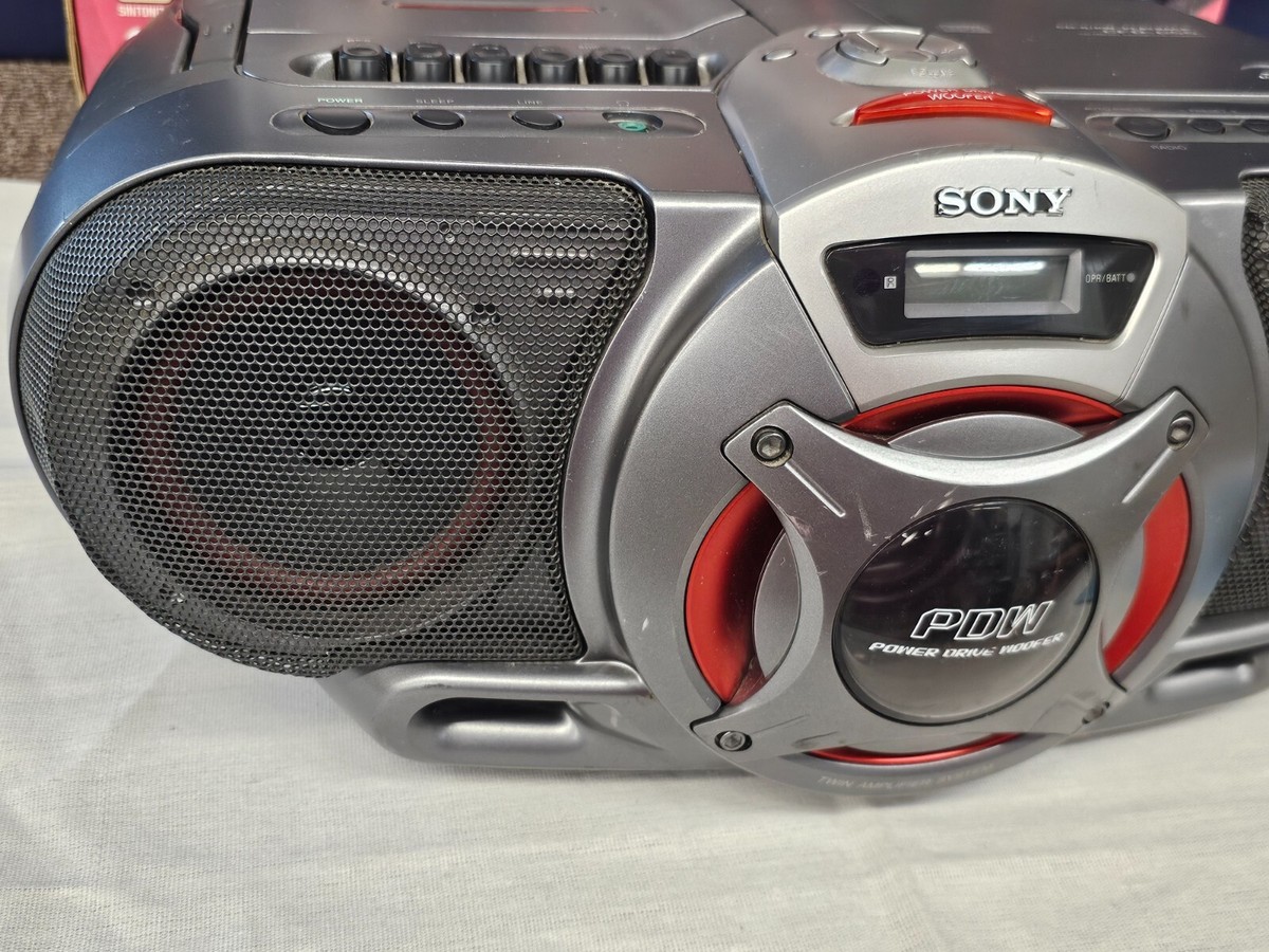 ポータブルプレーヤー Sony CFD-G55 CD/Cassette Boombox (Black) Sony CFD-G55 Black Cd Radio Cassette Recorder Player Boombox