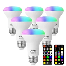 FTL BR20 LED Light Bulbs Color Changing R20 Dimmable Flood Light Bulbs 7w 6-Pcck