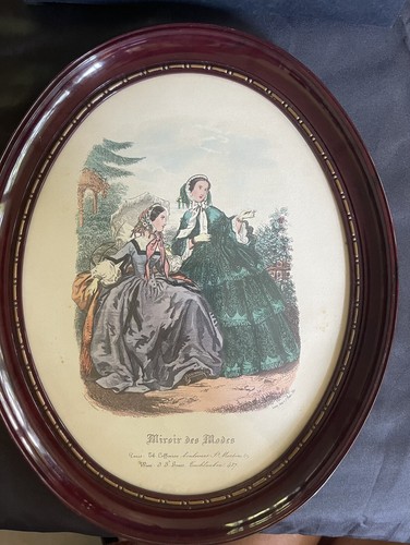 Vintage Oval Framed Art Prints 1940’s Miroir De Modes And London Florals - Picture 9 of 9