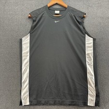 VTG Nike Tank Top Mens M Basketball Center Swoosh Black Mesh Silver Tag Y2K