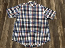 Brooks Brothers Shirt Mens Large Plaid Short Sleeve Button The Original Polo