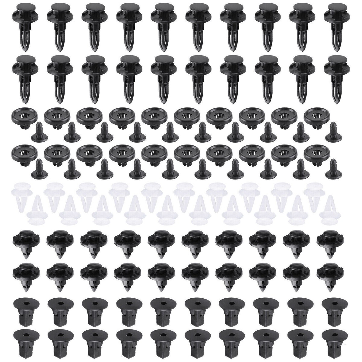 100Pcs 10-Size Push Pin Retainer Clip Assortment - Bumper & Trim Panel Fasteners For Toyota Lexus - SNS