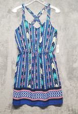 Charming Charlie Dress Womens Small Colorful Geometric Print Strappy Criss Cross