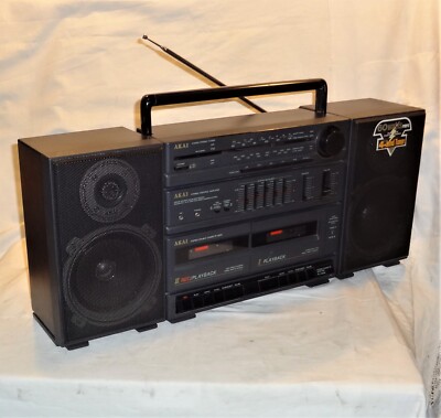 VINTAGE 1990 AKAI PJ-W59 AM/FM RADIO DUAL CASSETTE RECORDER