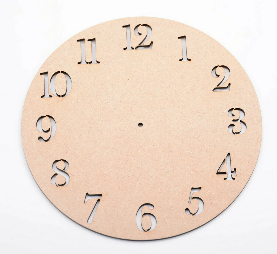 MDF Clock Face Craft Blank with Numbers cut out and center Hole Epoxy template - Image 4 of 4