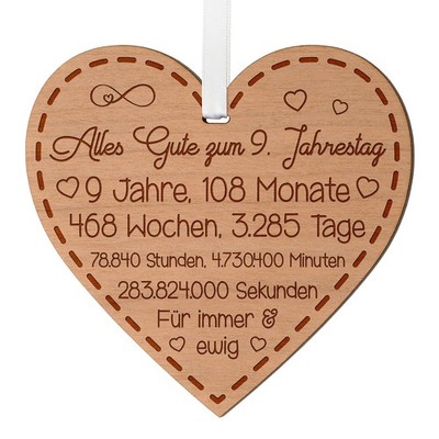9. Jahrestag Geschenk für Paare 9. Hochzeitstag Geschenke für ihn und sie Jub...