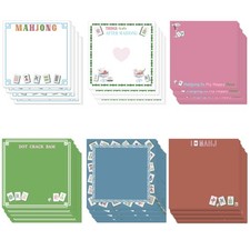 36pcs Standard Sticky Note Size, White With Multicolor Mahjong Tile Designs