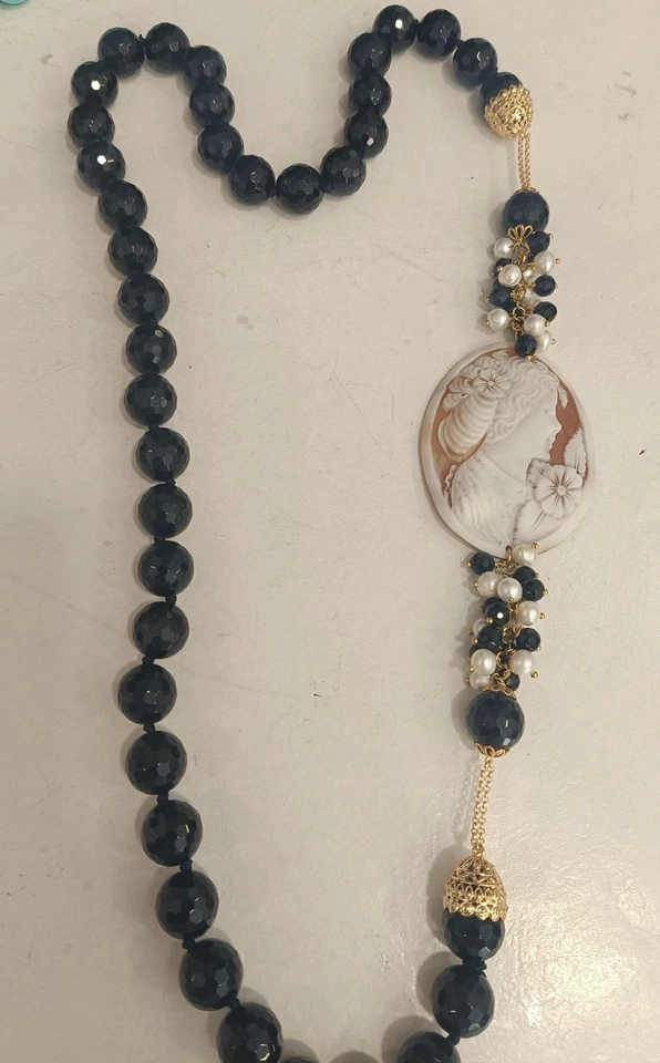 Collana artigianale Onice nera Cammeo originale - Immagine 4 di 4