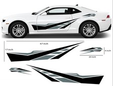 Car Vinyl Side Glossy Stickers Body Decals Racing Stripe Camaro Universal Silver Car Vinyl Side Glossy Stickers Body Decals Racing Stripe Camaro Universal Silver