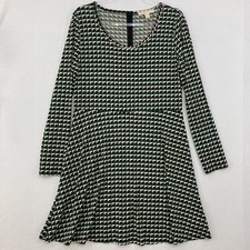Michael Michael Kors Large Crew Neck Green Brown Geometric Stretch Dress Office