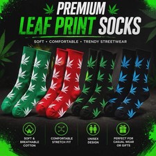 Weed Grass Leaf Pattern Ankle Socks Summer Unisex Cotton Casual Fashion Trendy