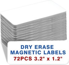 72 Pcs Dry Erase Magnetic Labels, 3.2 x 1.2 Reusable x Inch, White