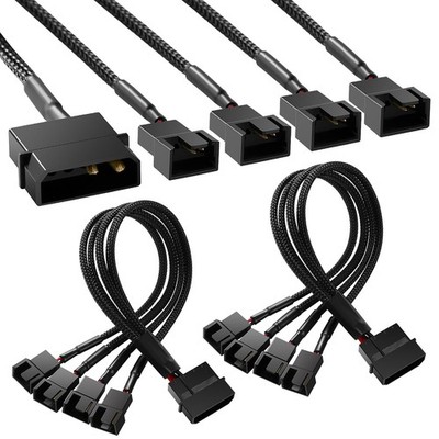 2 Stücke Molex auf Lüfter Adapter Kabel, 4 Pin Molex auf 4 x 3 Pin / 4 Pin PM...