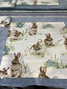 Pottery Barn Pasture Bunny  Napkins - Set of FOUR  Please Read!