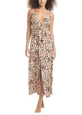 Bar III Women's Animal-Print Swim Cover-Up Maxi Dress SZ M