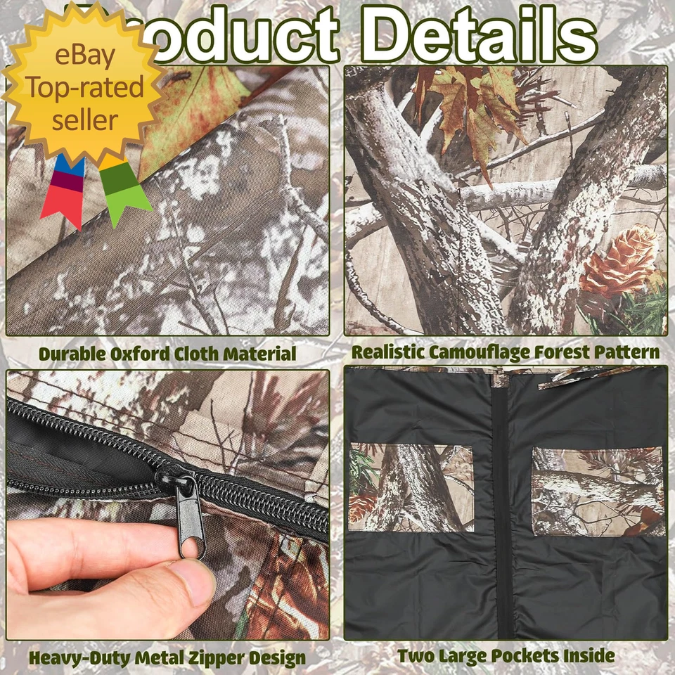 Hunting Tree Stand Blinds Cover Camouflage Universal Tree Stand Blinds Realistic - Image 3 of 4