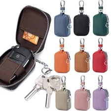 Leather Detachable Pouch Key Holder Small Coin Case Keychain Zipper Mini Purse