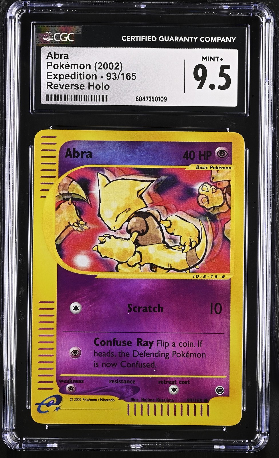 CGC 9.5 MINT+ Abra 2002 Expedition 93/165 Reverse Holo Pokemon Card psa