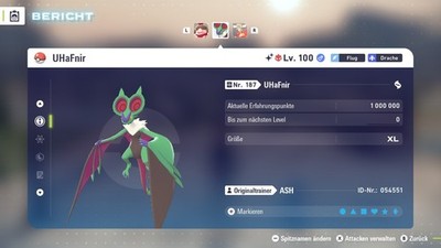 Shiny Elite UHaFnir  Level 100 6IV + Max EV / DV  Für Pokemon Legenden Z-A