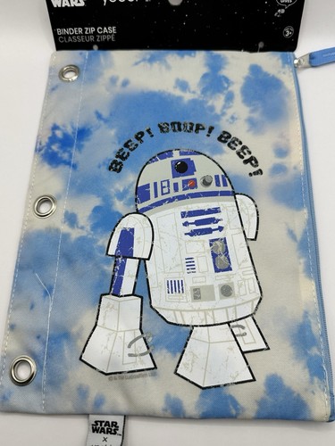 Disney Star Wars x Yoobi R2-D2 Binder Zip Pencil Case Pouch White Blue NEW - Picture 2 of 4