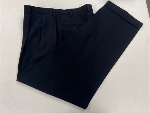 Brooks Brothers Men's Navy Blue Solid Wool Dress Pants 34X31 $128 - Picture 1 of 9