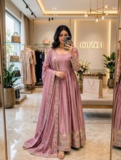 New Designer Pink Chinnon Silk Salwar Kameez With Dupatta For Wedding