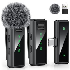USBC Wireless Lavalier Microphone for Android, iPhone 15, Mini Microphone for...
