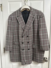 Steven Land Frederico Blazer Men  s Sz 54L Brown/Black Plaid Suit Coat Jacket