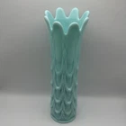 Vintage 9.5” Fostoria Aqua Milk Glass Drape Swung Vase