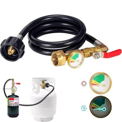 1LB To 20LB Propane Refill Adapter Extension Hose With Gauge On-Off Control 40''