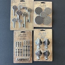 Tim Holtz Hardware Ephemera LOT of 4 Packs Metal 40 Pieces Collage Altered Parts