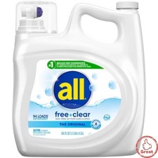All Liquid Laundry Detergent Free Clear for Sensitive Skin, 94 Loads, 141 fl oz. 0.19 per gallon