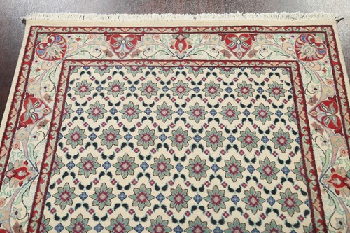 Ivory Vegetable Dye Aubusson Wool Accent Rug 4x6 ft Hand-knotted Oriental Carpet - Picture 9 of 18