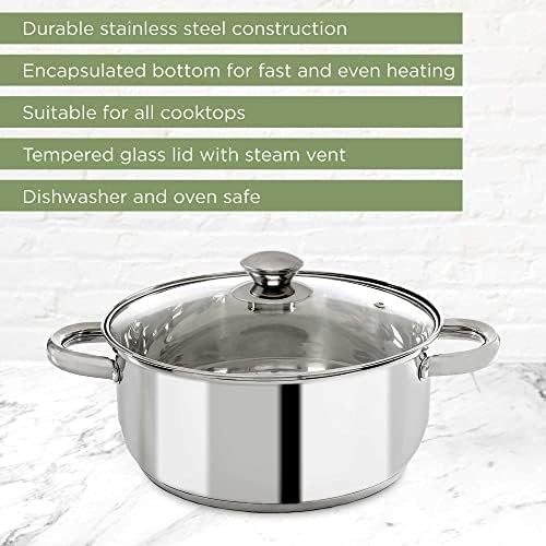 Ecolution Stainless Steel Stock Pot, Encapsulated Induction Ready Cooking Pot wi